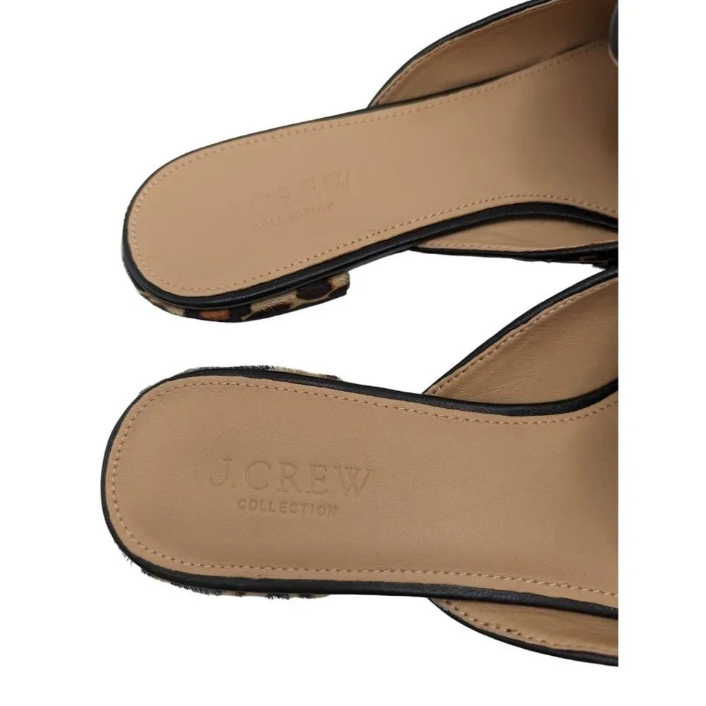 J.Crew Collection Piped Loafer Mules Calf Hair Leopard Print Size 8.5 - Picture 7 of 10